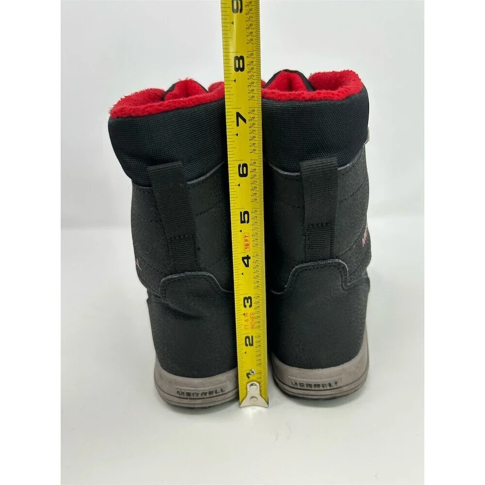 Merrell Snow Storm Kids Winter Snow Boots Waterproof Black/Red Hook & Loop 5